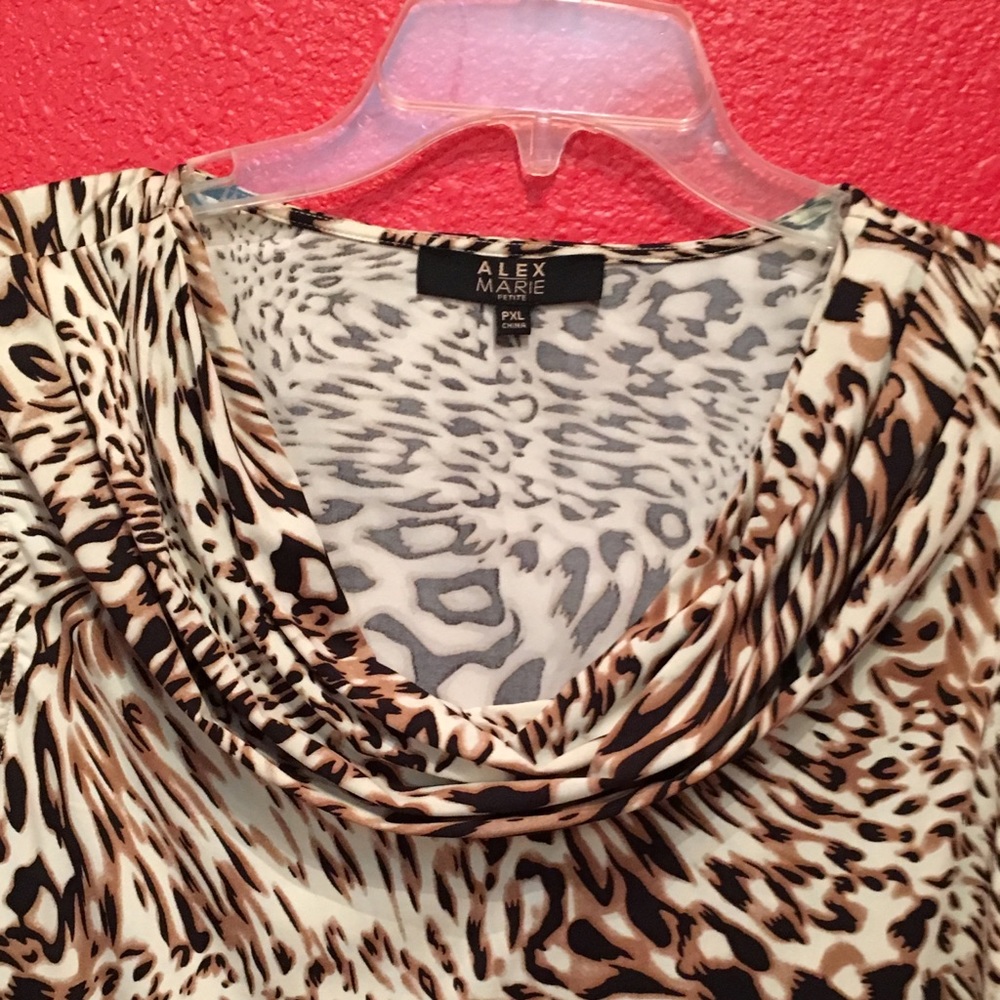 ALEX MARIE-ANIMAL PRINT TOP WITH COWELL NECK. - Picture 6 of 7